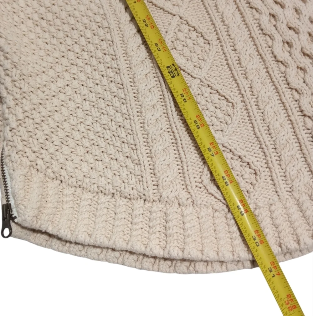 LL Bean Signature Womens Cotton Cable Knit Aran Fisherman Tunic Sweater Large